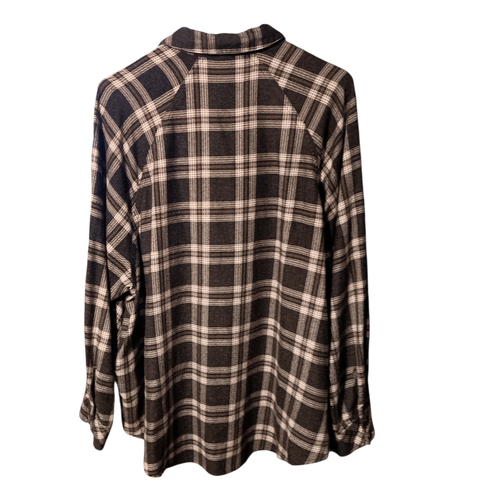 Wild Fable Plaid Button Down Shirt Black, Gray, Tan, White - Picture 3 of 7